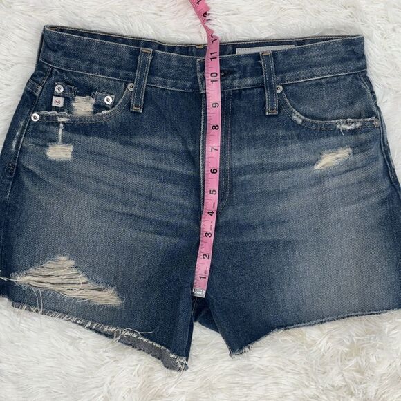 AG Denim Shorts High-Rise Distressed Wedgie Cutoffs - Picture 6 of 12